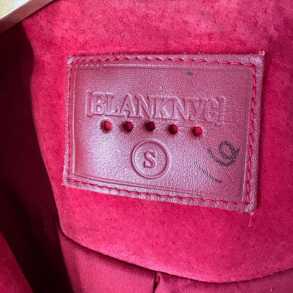 BLANKNYC Red Suede Cropped Moto Jacket Leather Biker Belted Size S - Picture 3 of 16